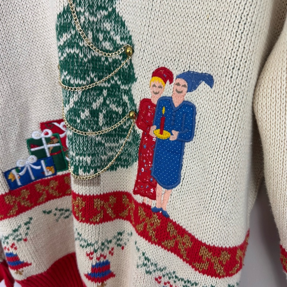 Sweater Loft New York Vintage Ugly Christmas Sweater 1980s Peter Pan Collar M - Picture 10 of 14
